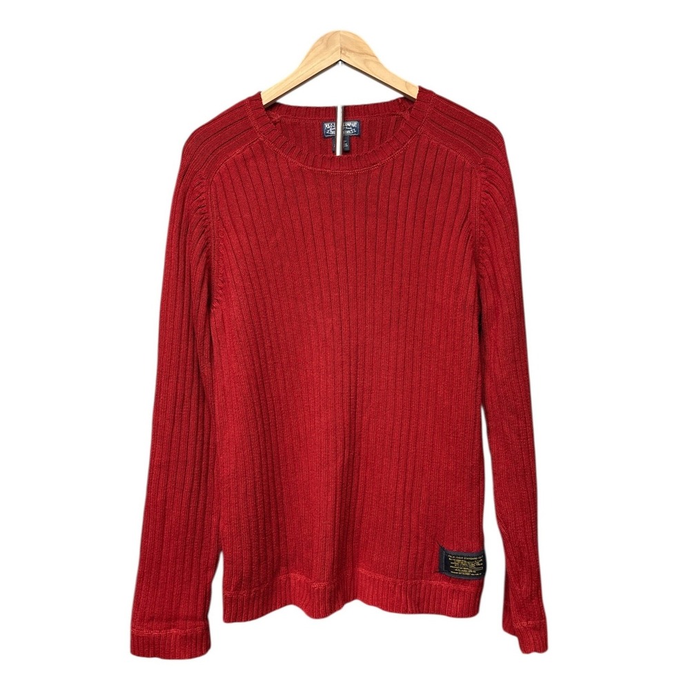 Polo Jeans Co Ralph Lauren Y2K Ribbed Red Cotton Sweater Men's Large